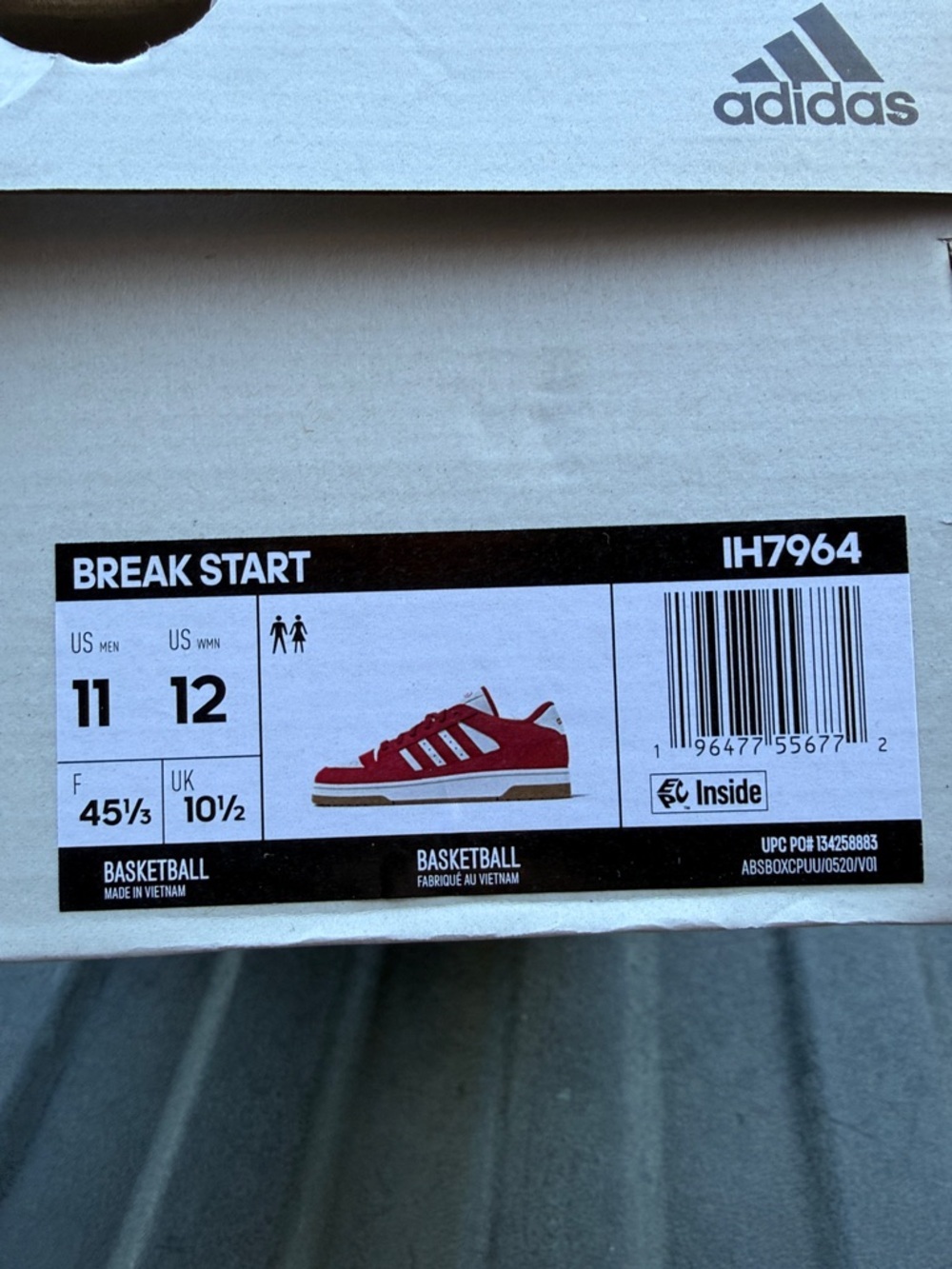 adidas Men’s Break Start Sneakers - Red with White Stripes
